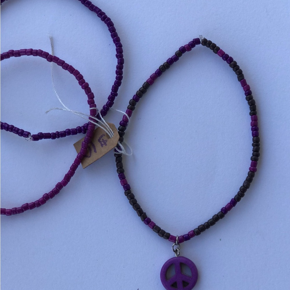 Chic Purple Peace Sign Necklace